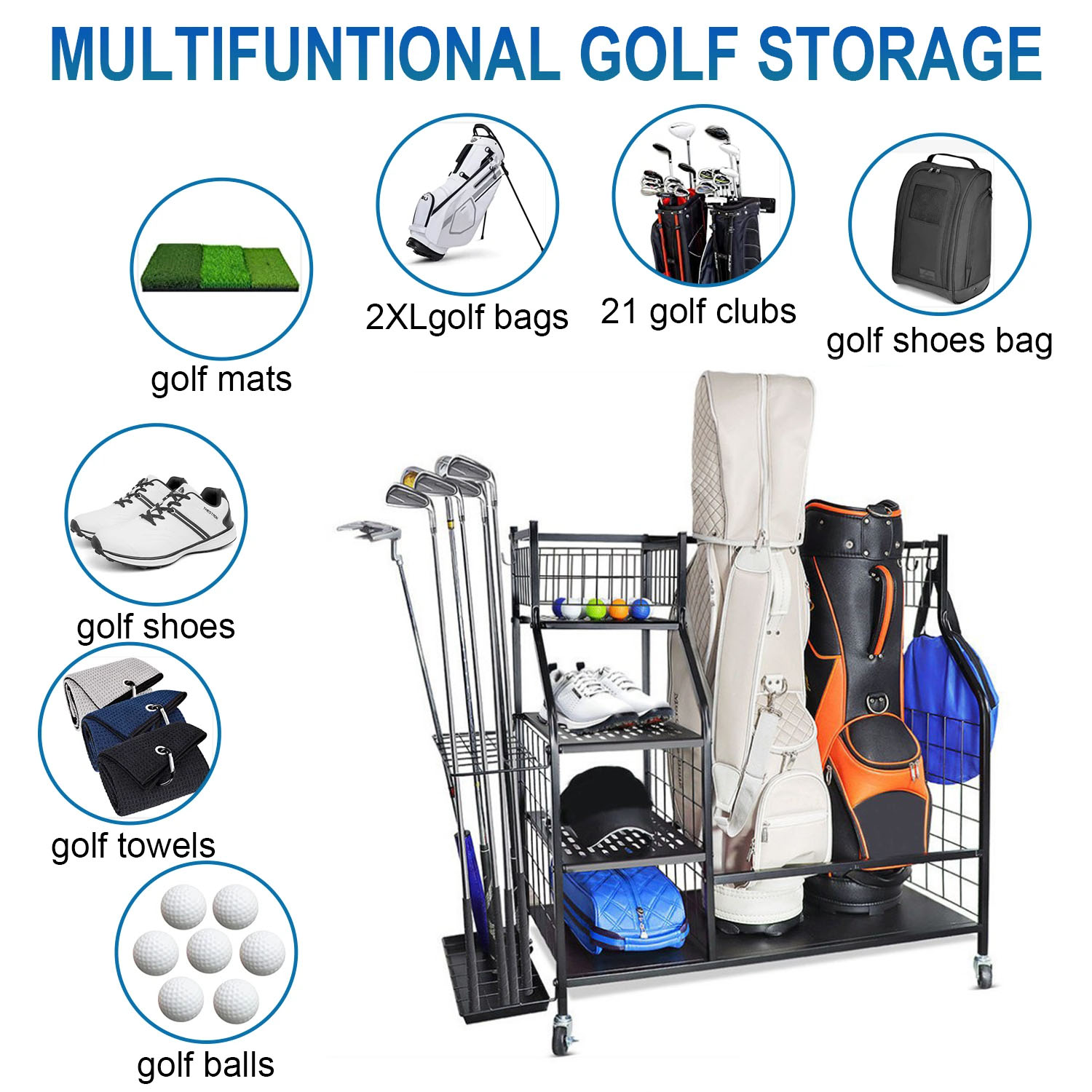 ถุงกอล์ฟจัดเก็บโรงรถออแกไนเซอร - Golf Equipment Storage บทวิจารณ์และราคา